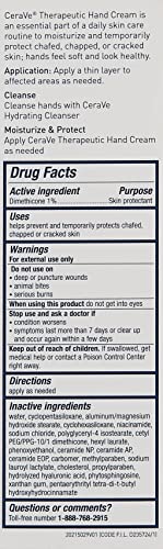 CeraVe Therapeutic Hand Cream for Dry Cracked Hands With Hyaluronic Acid and Niacinamide,Fragrance Free 3 Ounce,(Pack of 2) - size: 3 Ounce (Pack of 2)