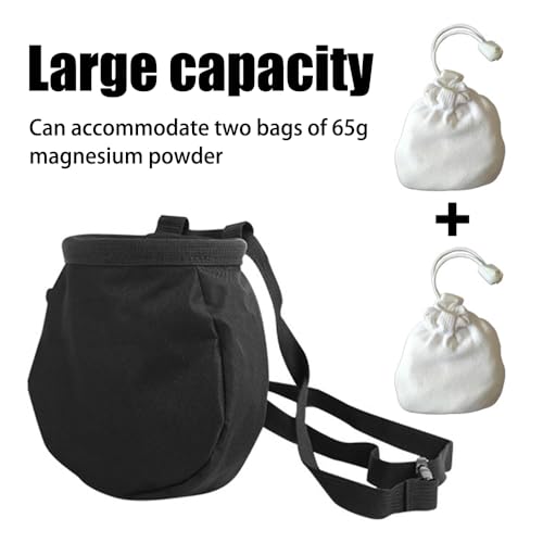 Chalk Bag for Rock Climbing, Drawstring Closure Bouldering Chalk Bucket Rock Climbing Gear with Adjustable Belt for Rock Climbing Gym Weightlifting Bouldering