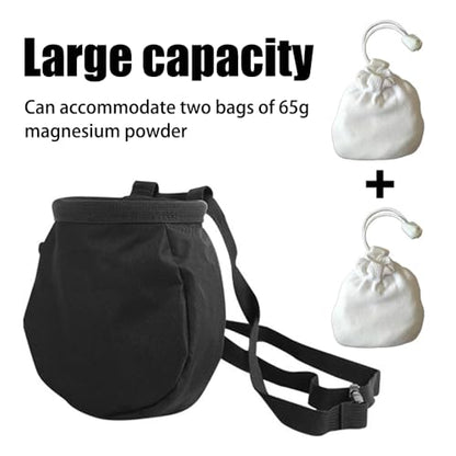 Chalk Bag for Rock Climbing, Drawstring Closure Bouldering Chalk Bucket Rock Climbing Gear with Adjustable Belt for Rock Climbing Gym Weightlifting Bouldering