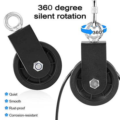 3.54 in Cable Pulley 360 Rotation Traction Wheel with Carabiner and Strap,Silence Smooth Detachable for DIY Gym Pulley System,DIY Gym Attachment Lifting Blocks,Ladder Lift,Hoists,Clothesline - color: 4 Pulley+4 Carabiner