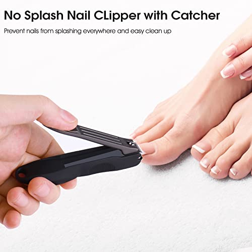 GLAMFIELDS Nail Clipper with Catcher, No Splash Fingernail Toenail Clipper Stainless Steel Nail Cutter Nail Trimmer, Good Gift for Men and Women MF-Large/Small （2Pack - size: 2 Pack