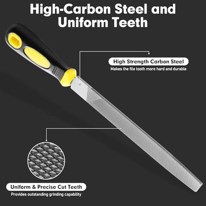 8 Inch Flat Hand Metal File, Metal Files for Steel with Ergonomic Handle, Durable High Carbon Steel Files Tools for Metal Wood and Stone Trimming, Shaping, Bastard File with Uniform Teeth - color: 1PCS 8Inch Flat Metal File(Black+Yellow)