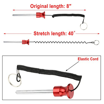 Cosmos Gym Weight Stack Pin Universal Replacement Selector Lock Pin Detent Hitch Pin, Tensile 3/8" Dia. & 4" Locking Space with Lanyard, for Gym Equipment Machine Weight Plate - color: Red Knob