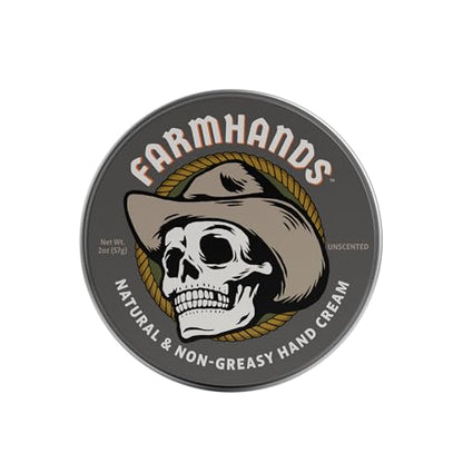 Farmhands Natural & Non-Greasy Hand Cream for Dry, Cracked Hands - No Added Fragrance, Fast-Absorbing for Working Hands - Repairing Skincare - Aloe - Non GMO - 2oz Tin