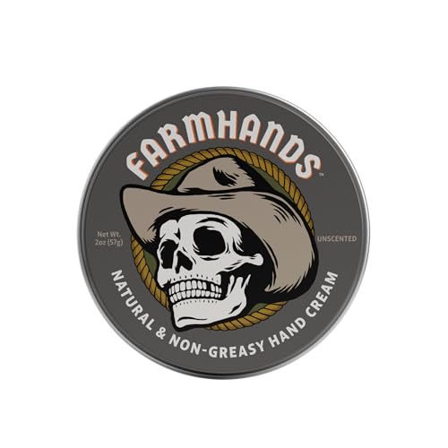 Farmhands Natural & Non-Greasy Hand Cream for Dry, Cracked Hands - No Added Fragrance, Fast-Absorbing for Working Hands - Repairing Skincare - Aloe - Non GMO - 2oz Tin