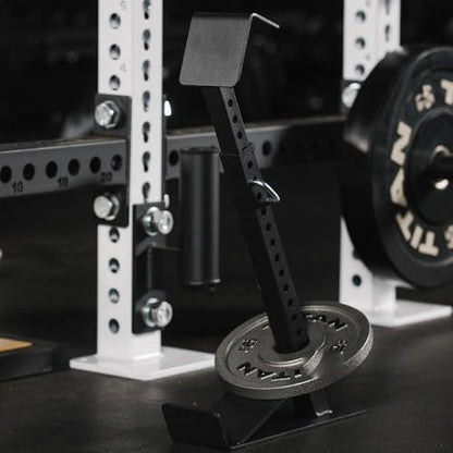 Titan Fitness Eccentric Hooks, Fully Adjustable 20" - 35" Steel Hook Barbell Attachment, Overload Lifting for Explosiveness, Fits Olympic-Sized Weight Plates, Weight Releasers - style: Ecccentric Base Unit