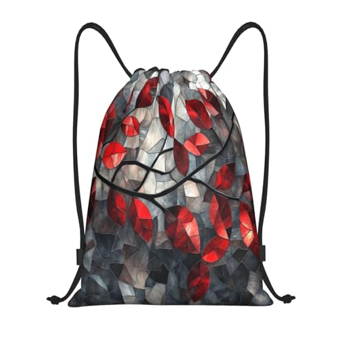 Drawstring Sports Backpacks - Lightweight Swim Gym Bags for Women Men String Sackpack for Beach Travel Yoga(Small, Art Glass Leaves) - color: Art Glass Leaves, size: Small