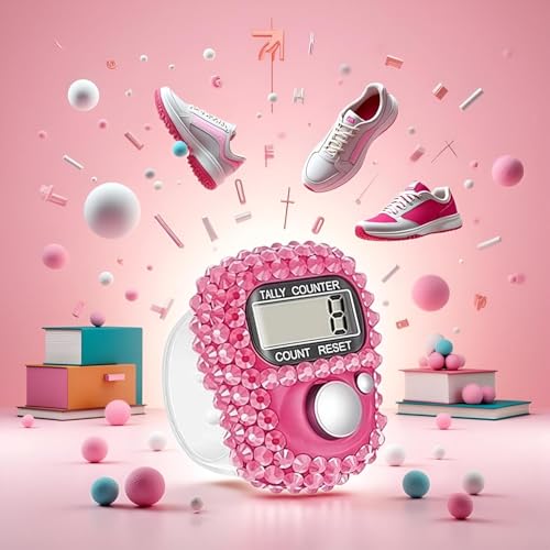 Electronic Tally Counter with Display, Resettable Portable Electronic Finger Counter for Golf, Track and Field, Lap Counting - color: Pink