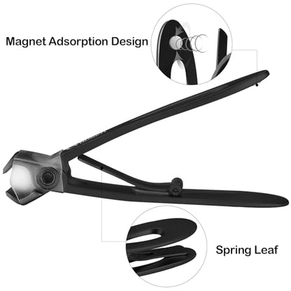 Nail Clippers with Catcher - Anti Splash Wide Jaw Opening Thick Toenail Clippers for Seniors | Self-Collecting Fingernail Cutter Heavy Duty Toe Nail Clippers for Men & Women | Black | L - color: Black (L)
