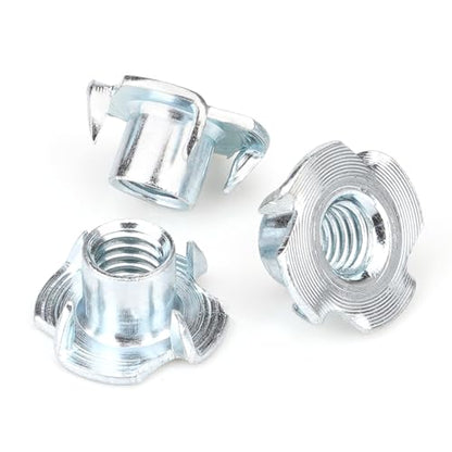 20pcs 3/8"-16 T-Nuts, Zinc-Plated Steel 7/16" Barrel Length | Corrosion Resistant, 4-Pronged Tee Nut for Wood, Rock Climbing Holds, Cabinetry - size: 3/8"-16 20pcs