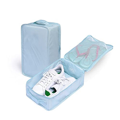 Travel Shoe Bags, Foldable Waterproof Shoe Pouches Organizer-Double Layer (6 Blue Shoe Bags) - color: Blue, size: 6 Packs