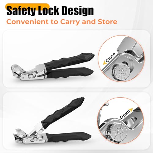 Toenail Clippers for Seniors Thick Ingrown Toenails, Large Angled Nail Clippers for Men with Catcher, Heavy Duty Slanted Fingernail Clipper Long Handle Nail Cutter Gifts for Men Women Adults - style: Black Nail Clippers Set