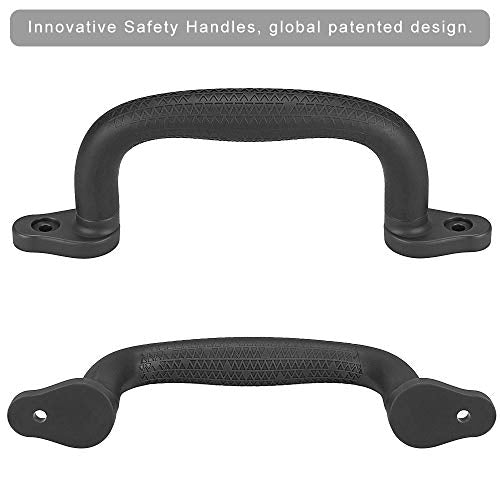 SELEWARE Black Playground Safety Handles 4Pcs Kids Playground Grab Handles | Non-Slip Durable Plastic Handle Indoor Outdoor Playset Handle for Playhouse, Treehouse, Climbing Frame, Jungle Gym, Swing Set - color: Black (4 Pack)