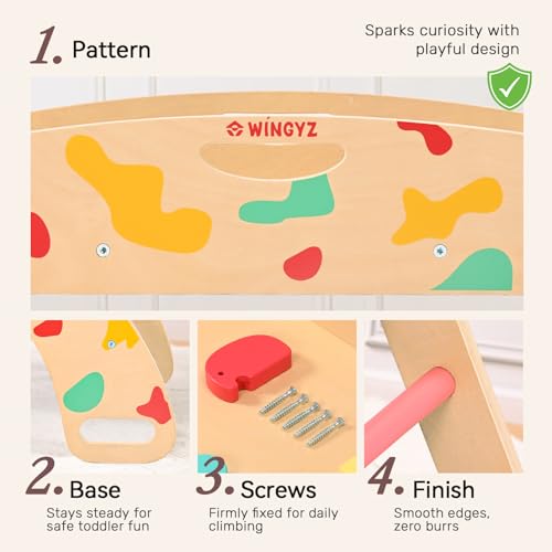 WINGYZ Pikler Triangle Set, Montessori 8-in-1 Foldable Climbing Set | Reversible Animal Slide, Patent-Protected Jungle Gym, Safe 2.35in Gap, ASTM F963 Standards for Toddlers 18M-5Y, Rainbow - color: Rainbow