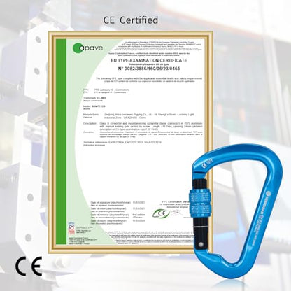 NewDoar CE Certified 30kN-6744lbs Climbing Carabiner Professional, Heavy Duty D Screwgate Clip, for Climbing,Rappelling,Hunting, Rescue - color: Screwgate/Blue/5pcs