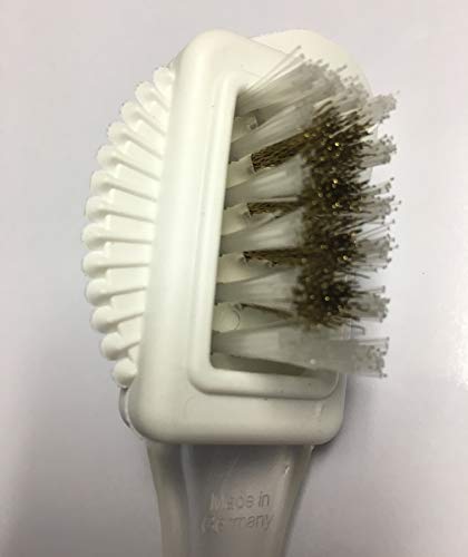 Pedag Suede Shoe Cleaner Brush | Made in Germany | 4-Way Cleaning & Refreshing | Brass & Nylon Bristles + Rubber | for Suede Nubuck & Velvet Shoes Boots & Bags | 1 Brush - size: Pack of 1, style: Single Suede Brush