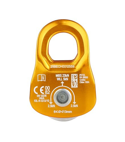 Petzl, Mobile, Versatile Ultra-Compact Pulley, Yellow
