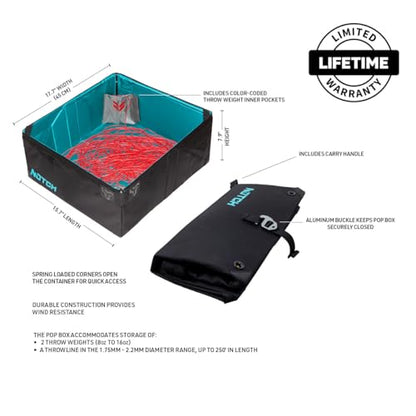 Notch Throwline Folding Popbox holds 2 Throwbags and Throwline (99445) | Color-coded Inner Pockets, Spring-Loaded Corners, Pinch, Press and Fold Closure, Carry Handle, Aluminum Buckle