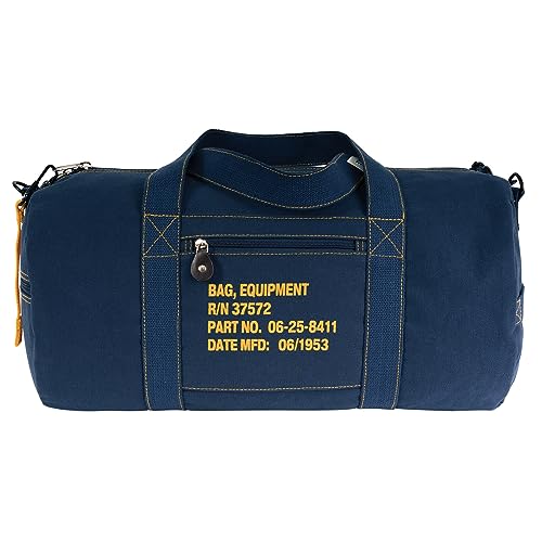 Rothco Canvas Equipment Bag, Heavyweight Cotton Carryall | Vintage-Inspired Duffle, Zippered Compartments, Adjustable Shoulder Strap, Ideal for Storage, Gym & Travel - color: Navy Blue, size: 24 Inches