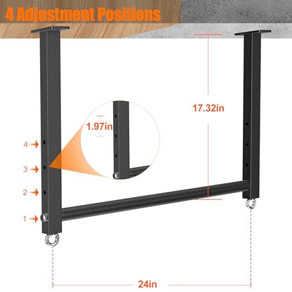 Ceiling Mounted Pull Up Bar, 700 LBS Heavy Duty 4 Adjustable Pull Up Bar, 24" Rafter Pull Up Bars, Ceiling Joist for Garage/Gym/Basement with Comfortable Grip & Round Anchors