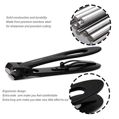 Ultimate Mess-Free Nail Clippers with Catcher:&Ultra Wide Jaw Opening Nail Clippers Set Toenail Clippers for Thick Nails,Precise, Hygienic, and Durable Nail Care for Men and Women