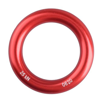 YAPJEB Rappel Ring 25kN for Rock Climbing Arborist, O-Ring Rescue Hammock Rappelling Rope and Slackline Loop, Friction Saver Equipment - color: Red - 25kN