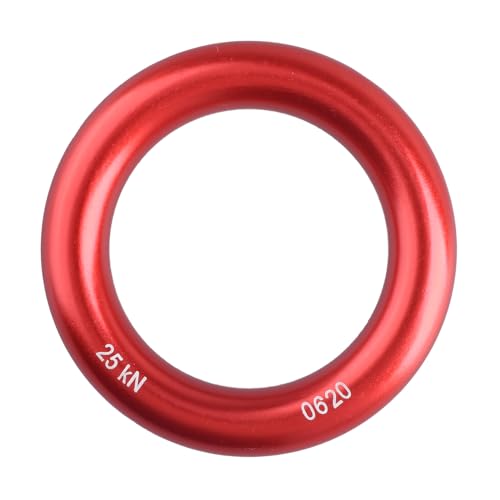 YAPJEB Rappel Ring 25kN for Rock Climbing Arborist, O-Ring Rescue Hammock Rappelling Rope and Slackline Loop, Friction Saver Equipment - color: Red - 25kN