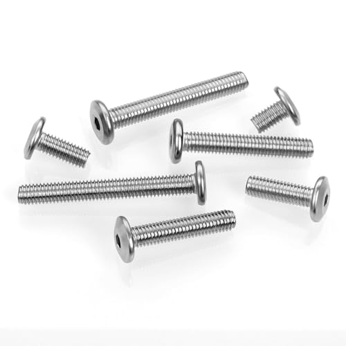 Mywish M6 x 25mm 20Pcs Flat Head Hex Socket Cap Screws Bolts, 304 Stainless Steel Furniture Bolts Full Thread, Bright Finish & Hex Spanner - color: Silver-M6, size: 25mm