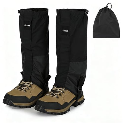 Waterproof Adjustable Hiking Gaiters for Men and Women, Snow Boots-Gaiters for Hiking in Hunting Sand Mud Mountain Climbing Snowshoeing - color: Black