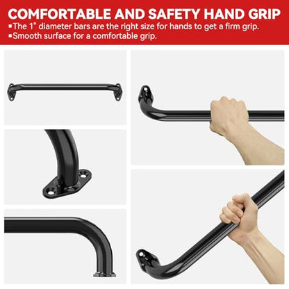 17.3 Inch Playground Handles Metal Monkey Bars | Indoor Outdoor Metal Grab Handle Hand Grips for Treehouse (Black, 6 Pack) - color: Black