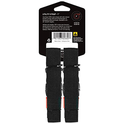 GEAR AID Utility Straps with Side-Release Buckle, Secure and Compress Camping, Biking, Hunting, Boating Gear, 1" Width, 24" Length - size: 1" x 24", style: 2 Straps