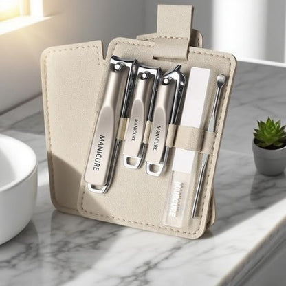 5Pcs Carbon Steel Nail Clippers Set Heavy Duty Sharp Tools for Thick Nails Manicure Pedicure Kit with Travel Case