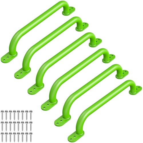 Dolibest 6 Pack 17-Inch Safety Handle, Heavy Duty Metal Safety Playground Handles, Indoor Monkey Bars, Playset Grab Handles for Kids Playhouse, Climbing Frame, Treehouse, Swing Set Accessories -Green - color: D:Green-17 Inch-6pcs