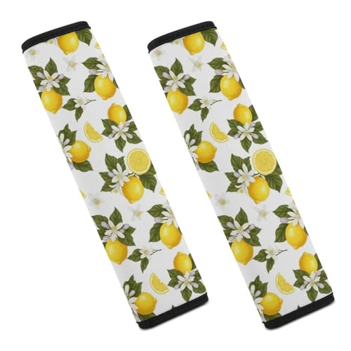 Soft Padded Seat Belt Shoulder Pad for Elderly Support, Stroller Pushchair High Chair, 2 Pack Lemon Floral Yellow Fruits Green Leaves Shoulder Harness Cover Neck and Shoulder Support - color: Pattern 1015