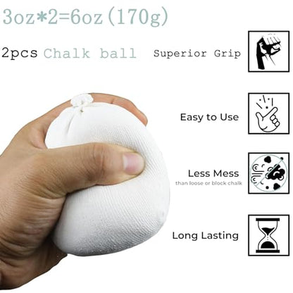 2 Bags Gymnastics Chalk Ball for Climbing - (6oz) Gym Chalk Used for Lifting Weightlifting Workout and Rock Climbing, Weight Powder Hands Chalk