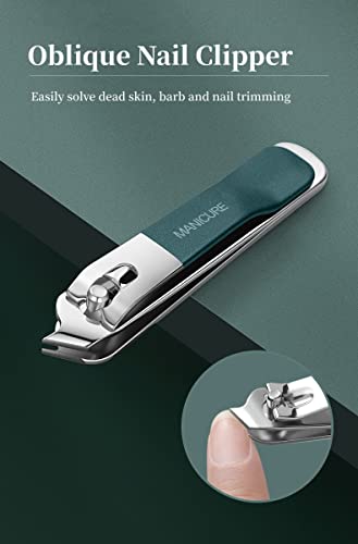 4 Pcs Manicure Set Stainless Steel Nail Clippers, Beauty Tool Portable Set Professional Grooming Kits, Travel Nail Kit for Men and Women (Green) - color: Green