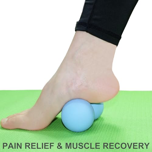 Hard Peanut Massage Ball, Double Lacrosse Massage Ball. Deep Tissue Massage Roller Mobility Ball for Physical Therapy Myofascial Release Muscle Relaxer Acupoint Massage (Blue) | Mobility Massager Tool for Deep Tissue Physical Therapy Myofascial Release Tr