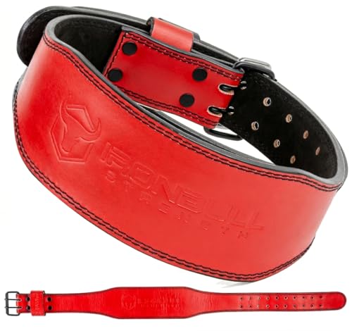 7mm Leather Weight Lifting Belt (IPF Approved) – 4” to 2” Tapered Weightlifting Belt for Powerlifting, Olympic Lifting, Gym & Workout – Back Support Belt for Men & Women - color: Red, size: X-Large