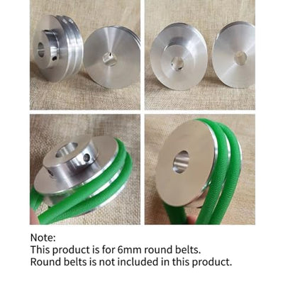 CHANCS Double Groove Aluminum Alloy V-Groove Belt Pulley 80mm OD 19mm Fixed Bore Pulley for Motor Shaft Drilling Machine 6mm(1/4") PU Round Belt - size: 80x19mm, style: Double Groove Pulley