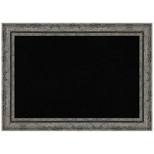 Amanti Art Black Cork Board for Wall, 20x28 Vision Board with Black Frame, Medium Corkboard Office Decor for Home Organization, Traditional Corkboard Pinboard to Display Items for Home Organization - color: Filigree Matte Black, size: 28" x 20"