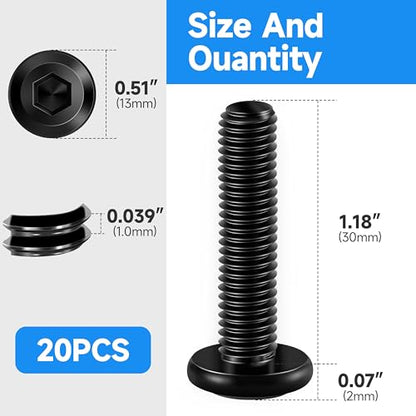 20Pcs M6 Screws M6 x 30mm Flat Head Socket Cap Screw Bolts, Allen Socket Drive M6 Bolt, 304 Stainless Steel Bolts Furniture Screw, Black Oxide M6x1.0 Bolt by Marysino - color: Black, size: M6 x 30mm