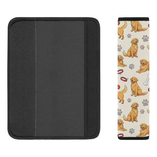2 Pack Golden Retriever Dog Paws Print Car Seat Straps Shoulder Pads Universal Fit Neck Strap Covers for Adults and Children, All Vehicles, Pressure Relief - color: Pattern 348