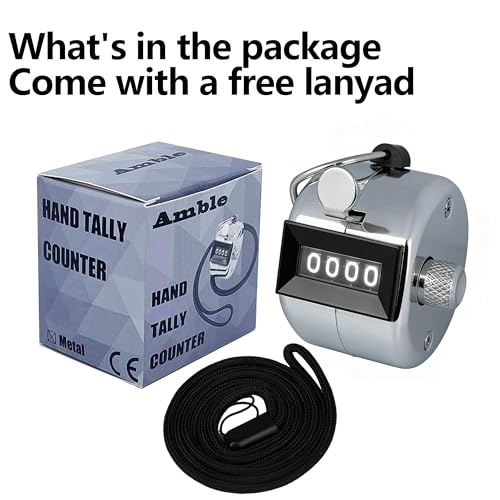 Amble Tally Clicker Counter, Metal Case Mechanical Clicker Digital Handheld Tally Counter with Nylon Lanyard - color: 1-pack
