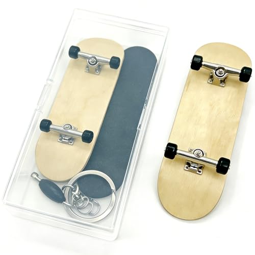 Complete Fingerboard Set - 5-Ply Canadian Maple Deck (100mm x 34mm), Alloy Trucks, Bearing Wheels with ABEC-5, Grip Tape & Accessories | Pro Fingerboard for Tricks - size: 34mm