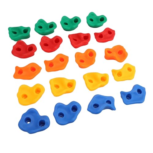 Rock Climbing Holds Set 20 Pieces PE Material Colorful Ergonomic Design - Kid Friendly Safe Grip Durable for Indoor Outdoor Wall Mounting