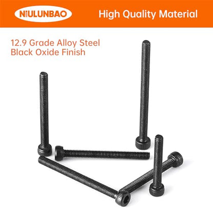 M3 x 20mm 25mm 30mm 35mm 40mm Hex Socket Head Cap Screws Bolts, 12.9 Grade Alloy Steel, Black Oxide Finish, Metric Allen Hex Drive, Machine Fully Threaded, Assortment Kit 100PCS - size: M3 x 20/25/30/35/40mm (100PCS)
