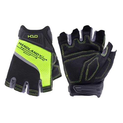 HANDLANDY Fingerless Work Gloves for Men Utility Padded Half Finger Driving Working Gloves (Small, Green) - color: Green, size: Small (Pack of 1)