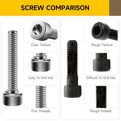 Mywish (100Sets) M4 Screws, M4 x 8mm Socket Head Cap Screws Bolts, 304 Stainless Steel Allen Socket Hex Drive Bolts, Bright Finish Screw Kit with Nuts and Washers & Hex Spanner - size: M4 x 8mm