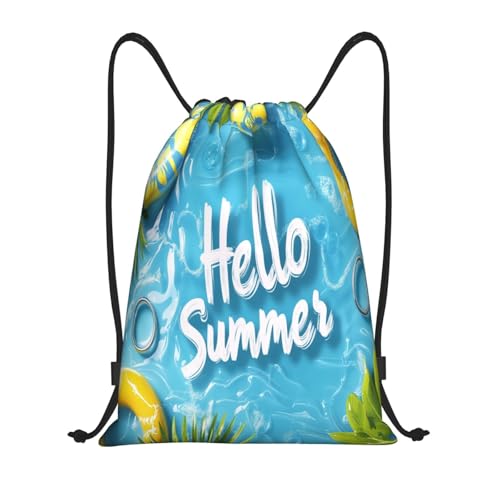 Drawstring Sports Backpacks - Lightweight Swim Gym Bags for Women Men String Sackpack for Beach Travel Yoga(Small, Hello Summer) - color: Hello Summer, size: Small