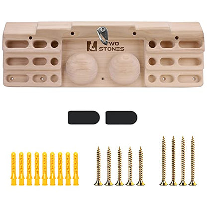 Two Stones Wooden Hangboard Rock Climbing Pull Up Bar Designed Training for Climbing, Wooden Fingerboard Climbing Training Board for Building Core Strength and Endurance (CJ-HB2003)